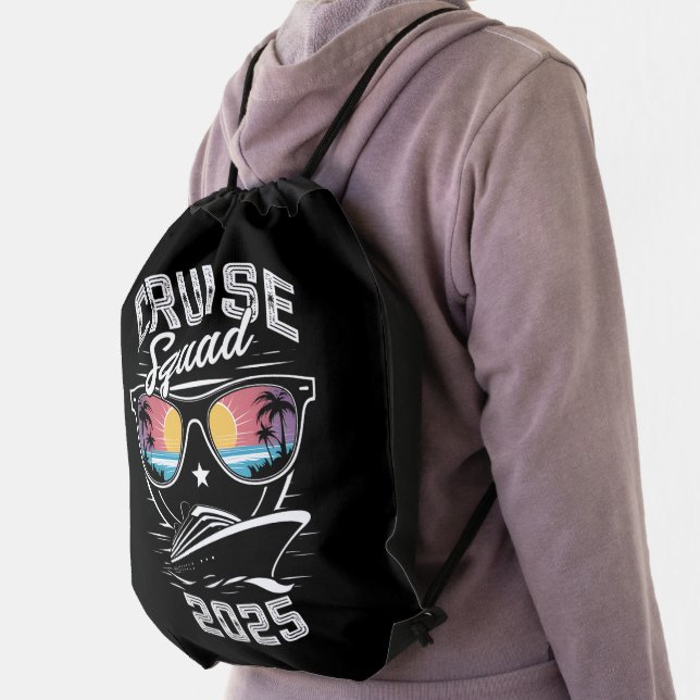 Cruise Squad 2025 Summer Vacation Matching Family  Drawstring Bag (Insitu)