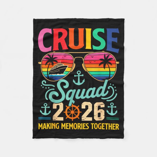 Cruise Squad 2026 Family Group Matching Summer Vac Fleece Blanket (Front)