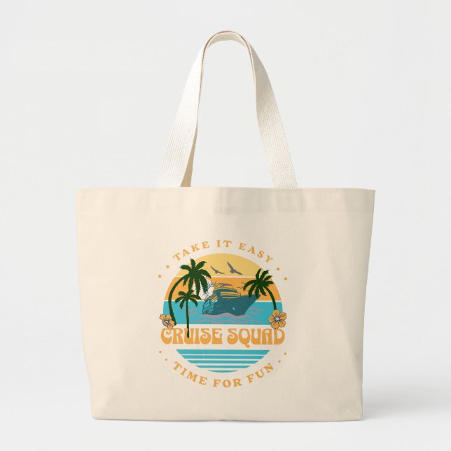 Cruise Squad Retro Cruise Large Tote Bag (Front)