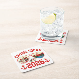 Cruise Squad Switzerland Vacation Trip 2026 Square Paper Coaster