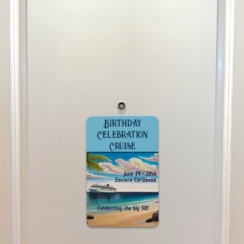 Cruise Stateroom Door Tropical Beach Magnet