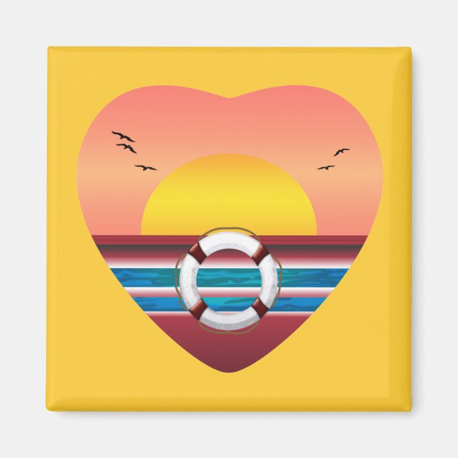 Cruise Sunset View Heart Magnet (Front)