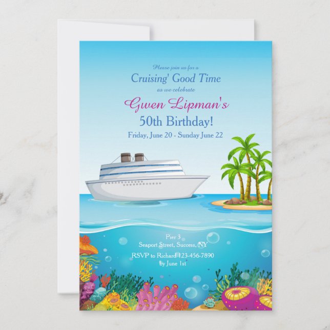Cruise to Paradise Invitation (Front)