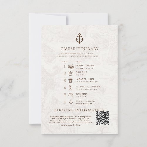 Cruise Travel Itinerary Destination Wedding  Invitation