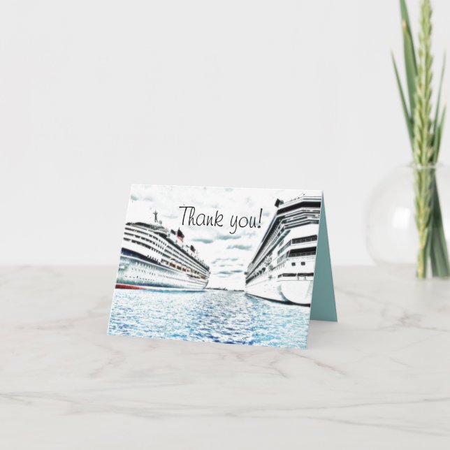 Cruise Vacation | Nautical Thank You Card (Front)