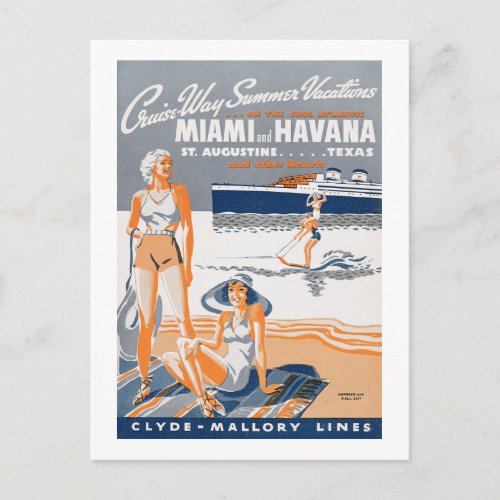 Cruise_Way Summer Vacations 1937 Vintage Flyer Pos Postcard