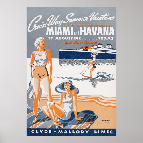 Cruise_Way Summer Vacations 1937 Vintage Flyer Poster