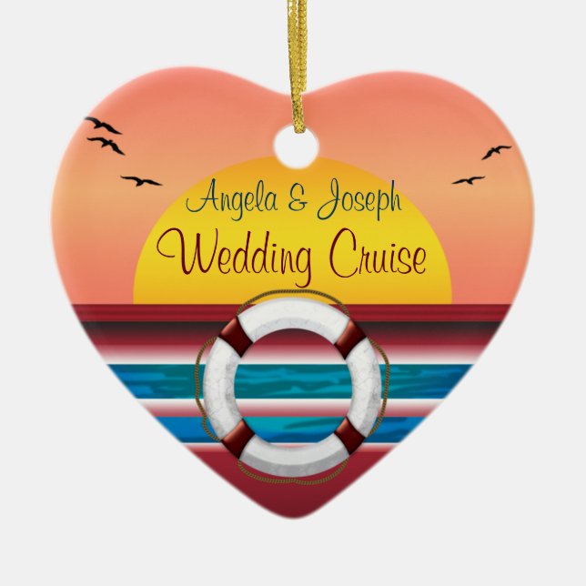 Cruise Wedding Personalized Favor Ceramic Ornament (Front)