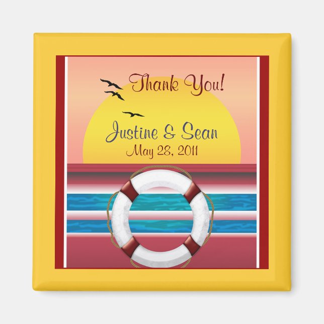 Cruise Wedding Personalized Favor Magnet (Front)