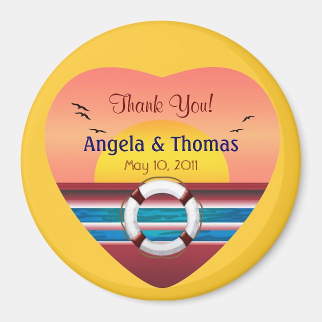 Cruise Wedding Personalized Favor Magnet (Front)