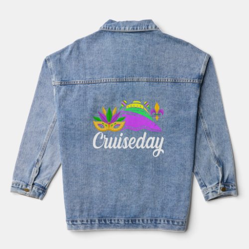 Cruiseday Mardi Gras Celebrations Parade Boat Fat  Denim Jacket