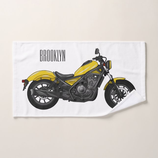 Cruiser motorcycle cartoon illustration  bath towel set (Hand Towel)