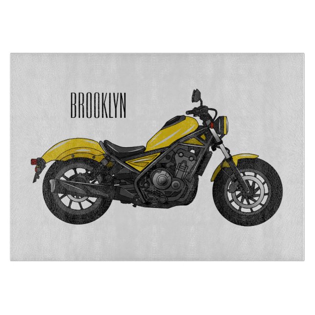 Cruiser motorcycle cartoon illustration  cutting board (Front)