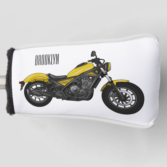 Cruiser motorcycle cartoon illustration golf head cover (Front)