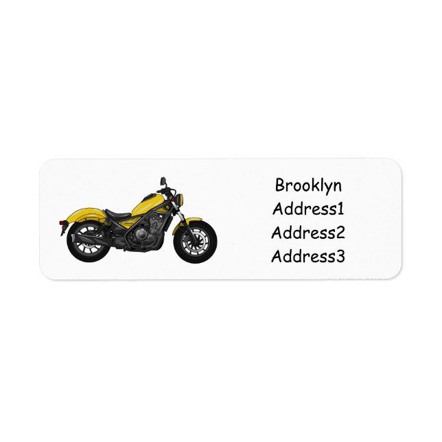 Cruiser motorcycle cartoon illustration label (Front)