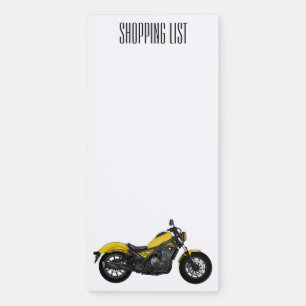 Cruiser motorcycle cartoon illustration magnetic notepad