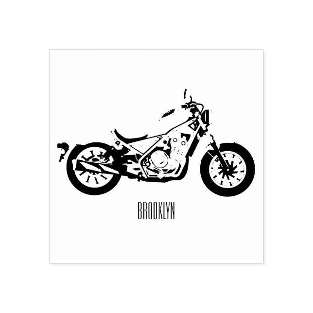 Cruiser motorcycle cartoon illustration rubber stamp (Imprint)