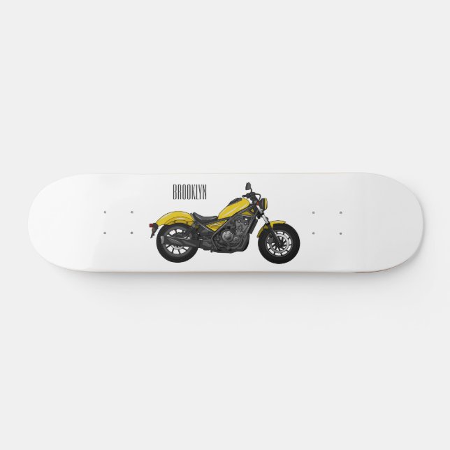Cruiser motorcycle cartoon illustration skateboard (Horz)