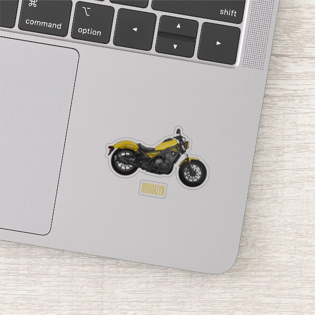 Cruiser motorcycle cartoon illustration sticker (Detail)