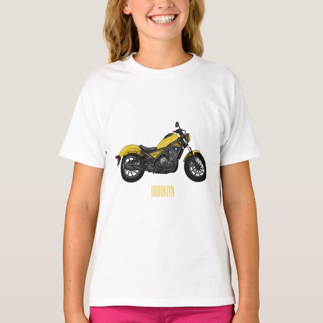Cruiser motorcycle cartoon illustration T-Shirt (Front)