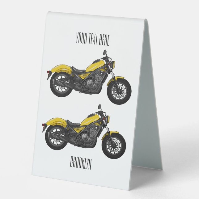 Cruiser motorcycle cartoon illustration  table tent (Front)