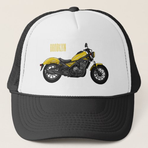 Cruiser motorcycle cartoon illustration trucker hat