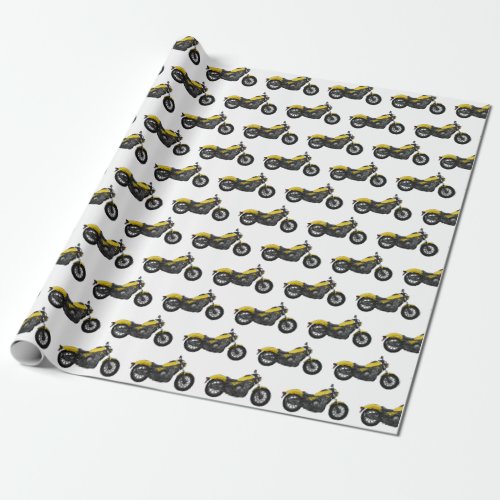 Cruiser motorcycle cartoon illustration wrapping paper