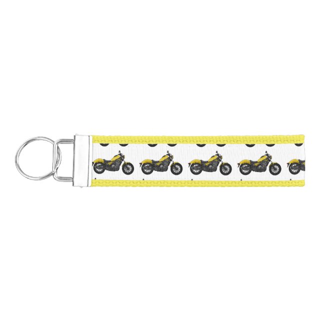 Cruiser motorcycle cartoon illustration wrist keychain (Keys on Left)