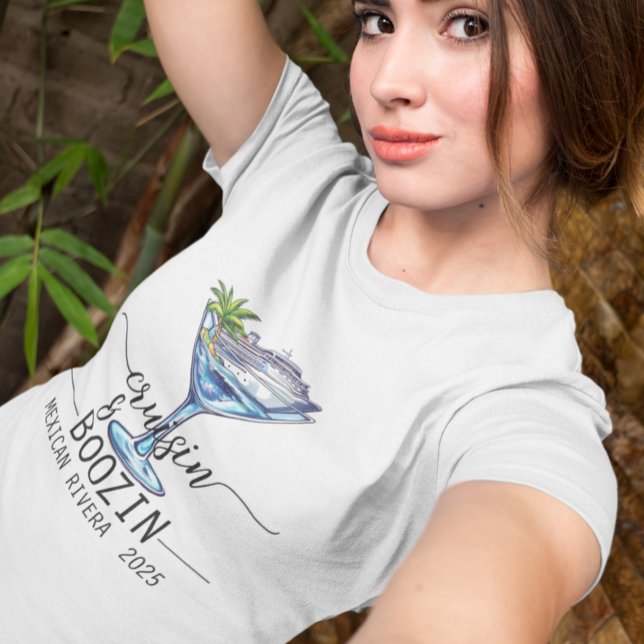 Cruisin and Boozin Martini Glass Cruise Ship T-Shirt (Creator Uploaded)