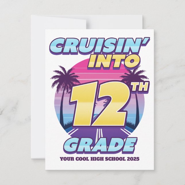 Cruisin’ Back to School 12th Grade Note Card (Front)
