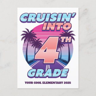 Cruisin’ Back to School 4th Grade Holiday Postcard
