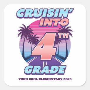 Cruisin’ Back to School 4th Grade Square Sticker