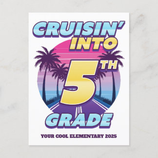Cruisin’ Back to School 5th Grade Holiday Postcard
