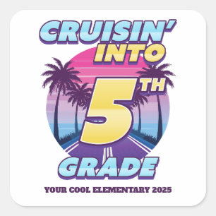 Cruisin’ Back to School 5th Grade Square Sticker