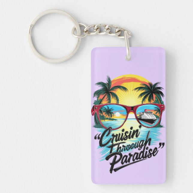 Cruisin’ Through Paradise: Tropical Escape Vibes  Keychain (Front)