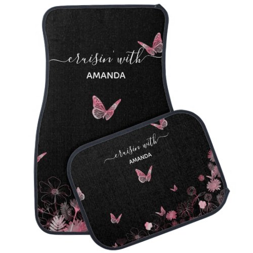 Cruisin with Amanda Flower field with butterflies Car Floor Mat