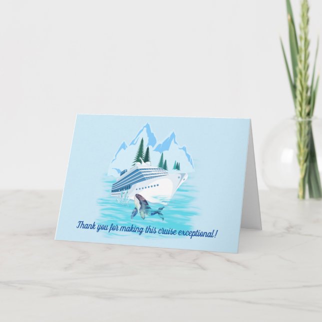 Cruising Alaska Mountains Personalized Crew Thank You Card (Front)