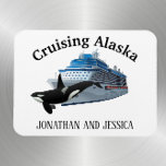 Cruising Alaska Orca Killer Whale Ship Magnet<br><div class="desc">This design was created though digital art. It may be personalized in the area provided or customizing by choosing the click to customize further option and changing the name, initials or words. You may also change the text color and style or delete the text for an image only design. Contact...</div>