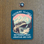 Cruising Alaska Retro Ship Door Marker Magnet<br><div class="desc">You may change the style of this shirt by choosing More > under the style option. It may be personalized in the area provide or customizing by choosing the click to customize further option and changing the name, initials or words. You may also change the text color and style or...</div>