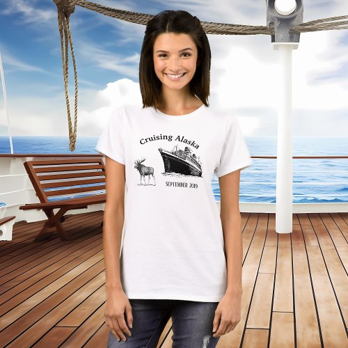 Cruising Alaska Ship Moose T_Shirt