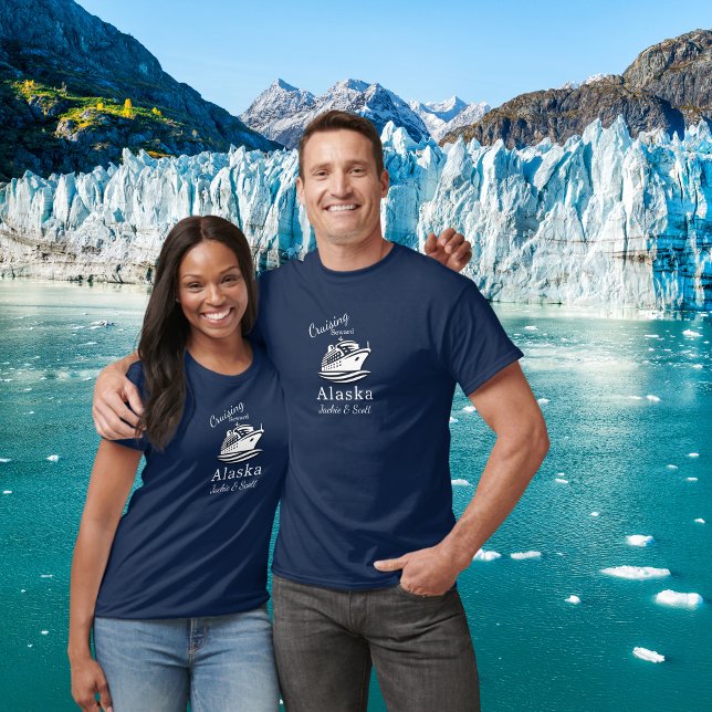 Cruising Alaska Vacation Blue Personalize T-Shirt (Creator Uploaded)