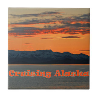 Cruising Alaska /Vivid Orange Sunset Tile