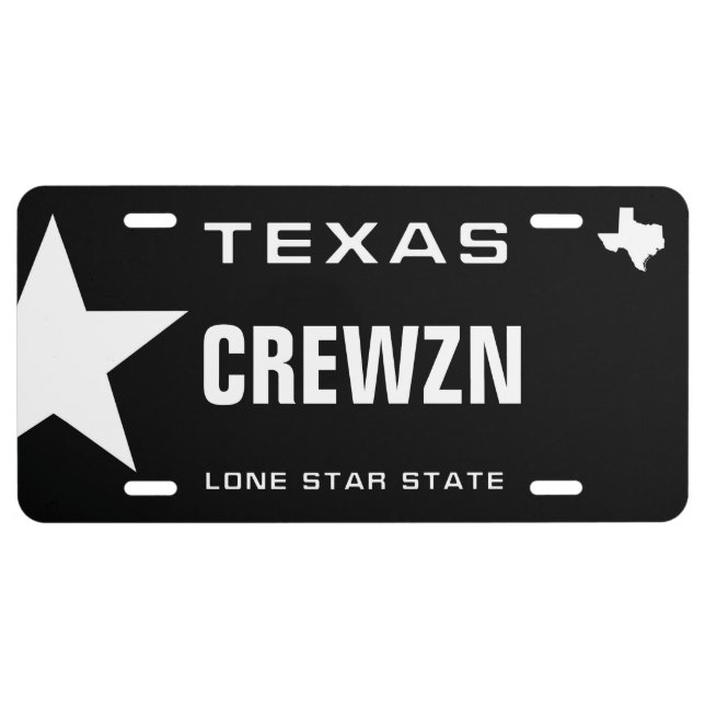Cruising Black Texas License Plate (Front)