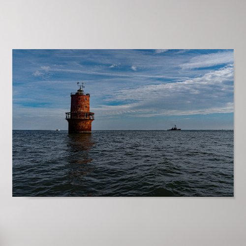 Cruising by Thimble Shoal Lighthouse Poster