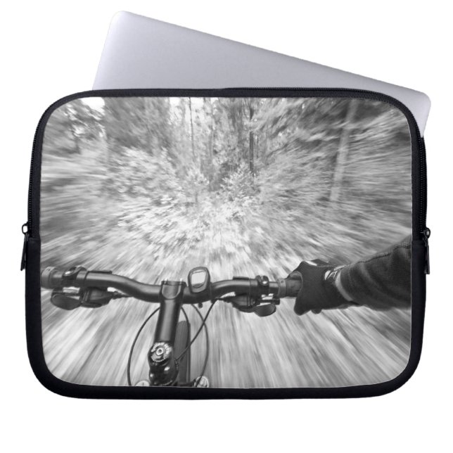 Cruising down a buff section of singletrack 2 laptop sleeve (Front)