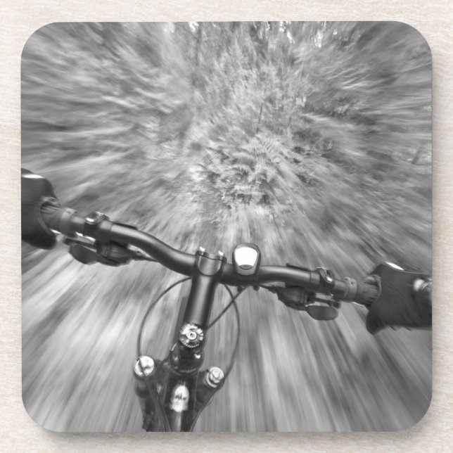 Cruising down a buff section of singletrack beverage coaster (Front)
