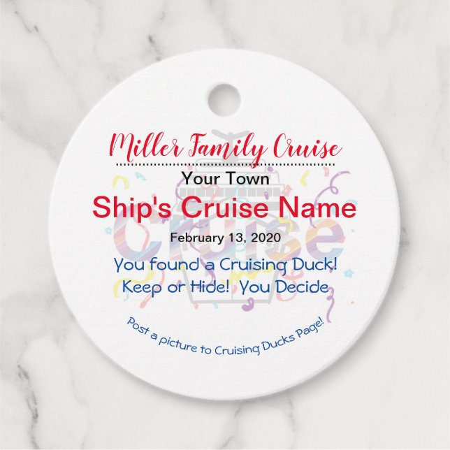 Cruising Duck Favor Tags (Front)