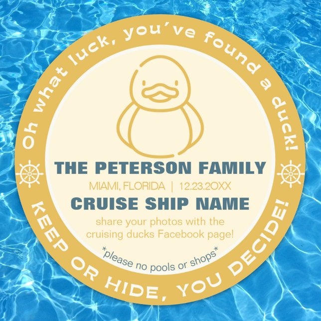Cruising Duck Keep or Hide Game Sticker Tag ("Oh what luck you found a duck" cruising duck sticker custom personalized duck cruise game label tag)