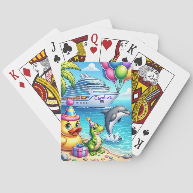 Cruising Ducks Birthday Cruise Playing Cards (Back)