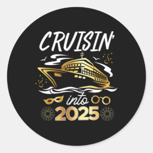 Cruising Into 2025 New Years Eve Cruise Vacation M Classic Round Sticker